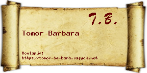 Tomor Barbara névjegykártya